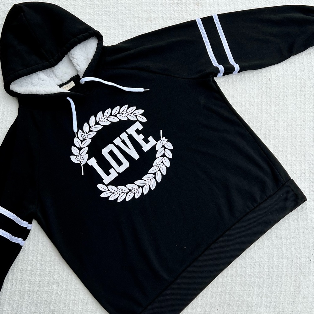 Bobbie Brooks Black Hoodie with White LOVE Graphic